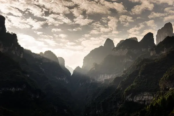 stock image Tian-Men-Shan : Zhangjiajie China - Circa October, 2023: Landscape nature of gate of heaven orTianmen Cave in Tianmen Mountain Landmark National Park Of Zhangjiajie, Hunan , China