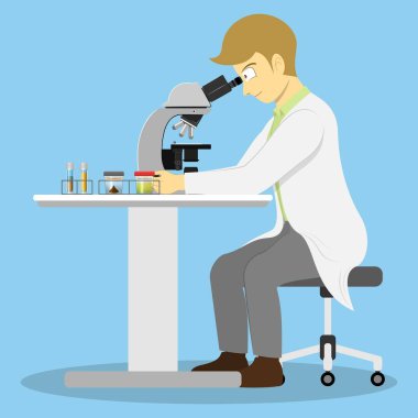 Bir tıp teknisyeni idrar tahlili ve dışkı analizi yapıyor. Laboratuvara gönderilen idrar ve dışkı incelemesi sağlık durumunun değerlendirilmesi, hastalığın teşhisi ve hasta bakımının planlanmasında kullanılmak üzere yapılır..