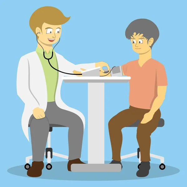 Bir doktor bir hastanın kan basıncını ölçüyor. Kan basıncı ölçümü, kalp fonksiyonlarının ve kan damarlarının çevresel direncinin bir ölçüsüdür. Amaç hastalıkların teşhisine yardım etmek ve hastanın durumunu değerlendirmek..