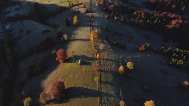 Luchtfoto Van Het Berglandschap Met Herfstkleuren Brasov Transsylvanië Roemenië — Stockvideo