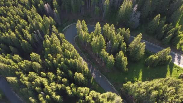 Güneş Doğarken Transalpina Dağ Yolunun Havadan Görünüşü — Stok video