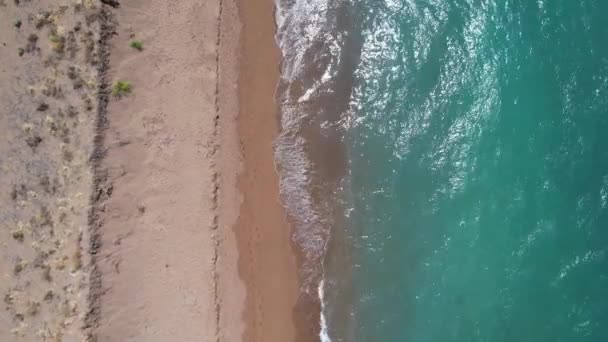 Aerial Drone Video Kultowego Turkusu Szafirowej Plaży Ayiou Nikolaou Grecja — Wideo stockowe