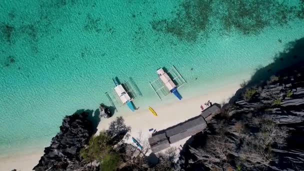 Air Drone Відео Красивого Білого Піску Бабуль Біч Корон Палаван — стокове відео
