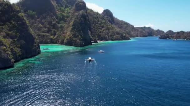 Aerial Drone Vídeo Beautiful White Sand Banul Beach Coron Palawan — Vídeo de Stock