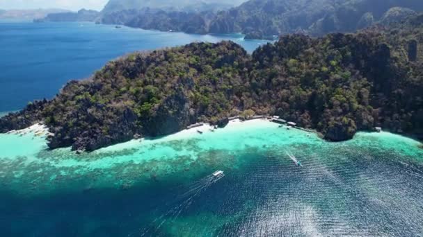 Vidéo Drone Aérienne Belle Plage Banul Sable Blanc Coron Palawan — Video