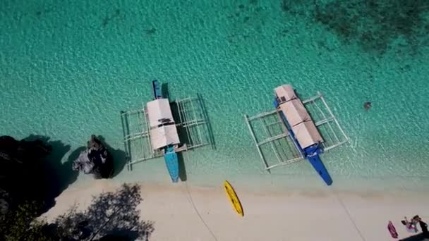 Aerial Drone Video Krásné Bílé Písek Banul Beach Coron Palawan — Stock video