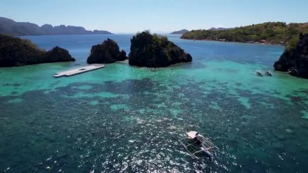 Aerial Drone Video Της Siete Pecados Siete Βάρκες Που Περιβάλλονται — Αρχείο Βίντεο