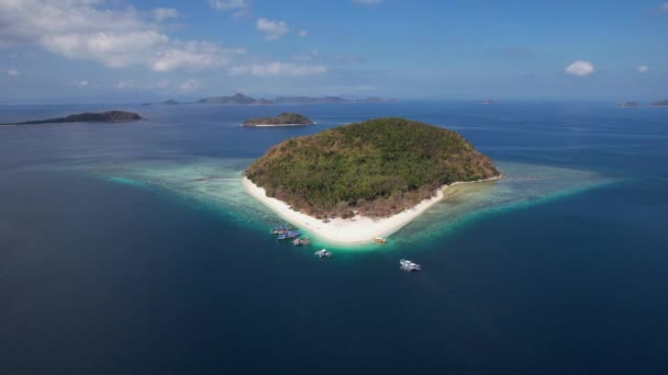 Air Drone Відео Про Острів Каганданао Білим Піщаним Пляжем Кришталево — стокове відео
