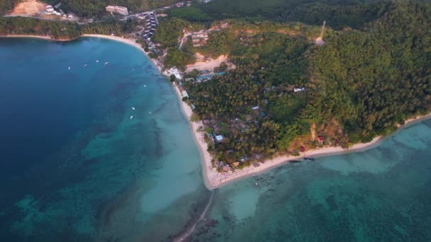 Aerial Drone Video Západu Slunce Pláži Vanilla Nido Filipíny Zlatá — Stock video