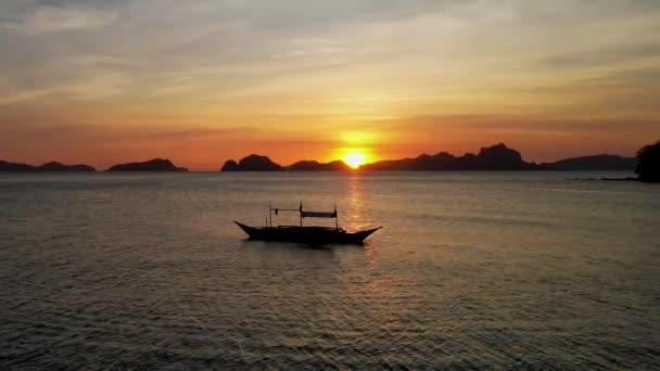 Aerial Drone Vídeo Sunset Vanilla Beach Nido Filipinas Hora Ouro — Vídeo de Stock