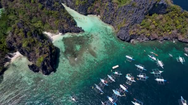 Aerial Drone View Beautiful Big Lagoon Nido Philippines — 图库视频影像