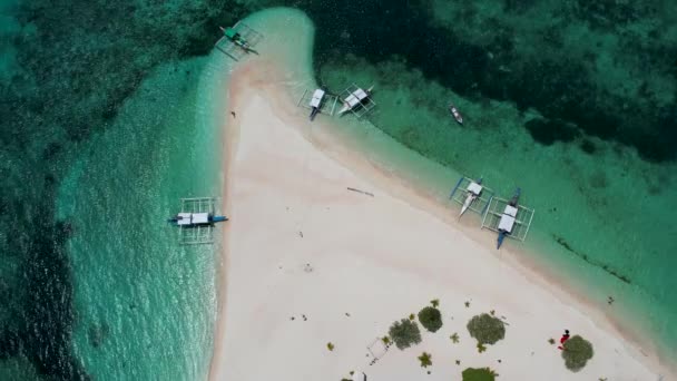 Flygdrönare Video Patawan Island Med Vacker Vit Sand Och Turkos — Stockvideo