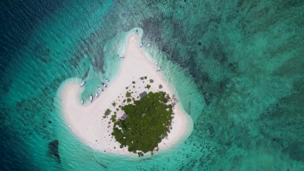 Aerial Drone Βίντεο Από Νησί Patawan Όμορφη Λευκή Άμμο Και — Αρχείο Βίντεο