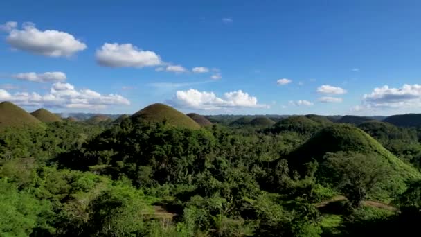 Luchtfoto Drone Video Van Prachtige Wonder Van Natuur Chocolade Heuvels — Stockvideo