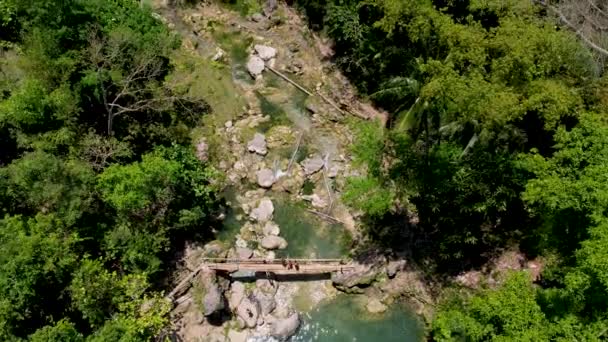Aerial Drone Video Wonderful Cascading Twin Falls Emerald Water Lush — Stock videók
