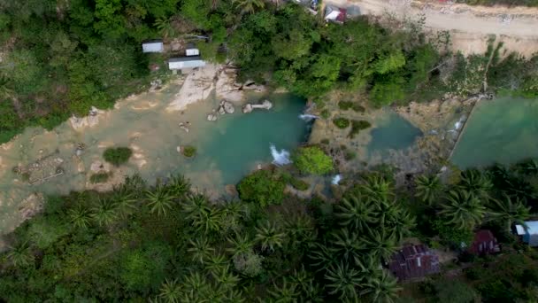 Aerial Drone Video Mágico Busai Dream Falls Con Agua Verde — Vídeo de stock