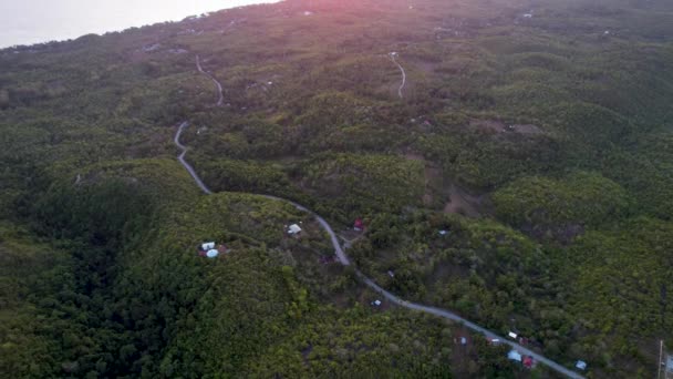 Aerial Drone Video Coast Siquijor Island Golden Hour Lush Jungle — Vídeo de stock