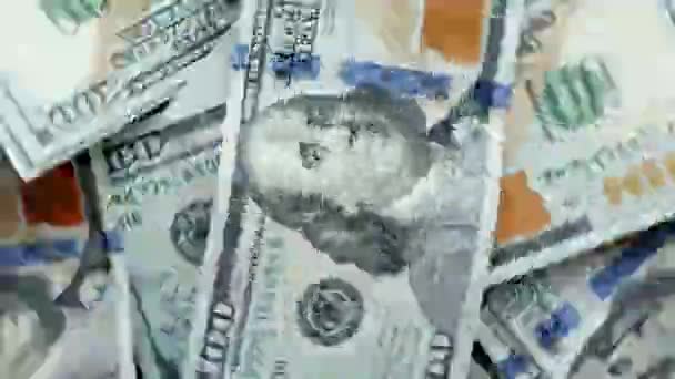 Footage Rotating Closeup 100 Dollar Bill Portrait Benjamin Franklin Cash — Αρχείο Βίντεο
