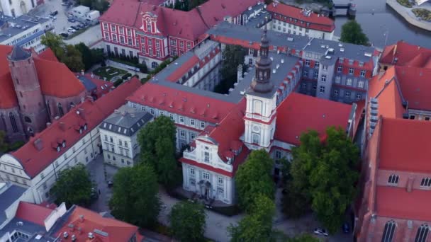 Aerial Footage Secondary School Ursuline Sisters Bur Wroclaw Poland Calm — Stock Video