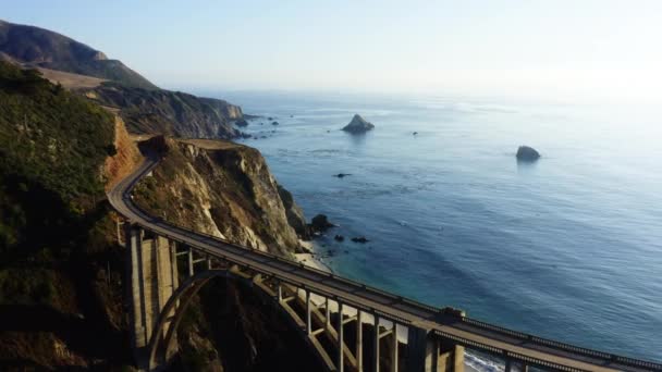 Aerial Footage Bixby Creek Bridge Big Sur Coast California Usa — Stock Video