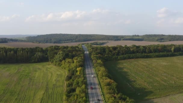 Aerial Footage Colorful Nature Europe Beautiful Sunny Day Flying Highway — 비디오
