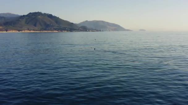 Fotografía Aérea Cinematográfica Desde Agua Hasta Las Coloridas Montañas California — Vídeo de stock
