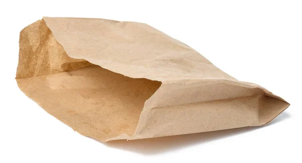 白い隔離された背景に食べ物のための空の茶色の紙袋 — ストック写真