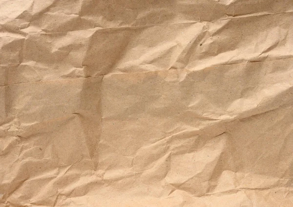 Texture Brown Crumpled Craft Paper Full Frame — Stock Photo, Image