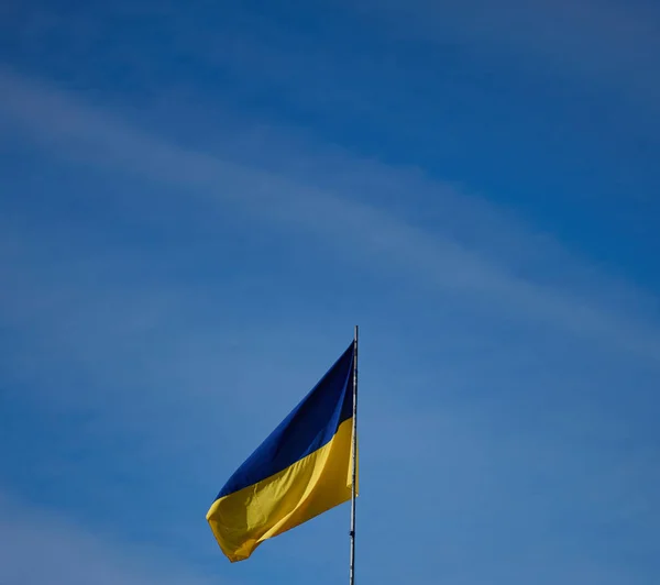 Жовто Синій Прапор України Летить Будівлі Херсоні Проти Блакитного Неба — стокове фото