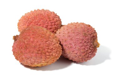 Lychee fruit on a white isolated background, close up