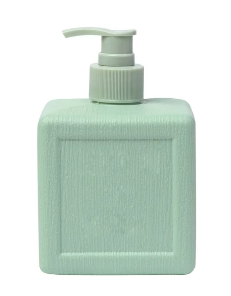 Grüner Plastikbehälter Mit Spender Für Flüssige Kosmetika Seife Gel Und — Stockfoto
