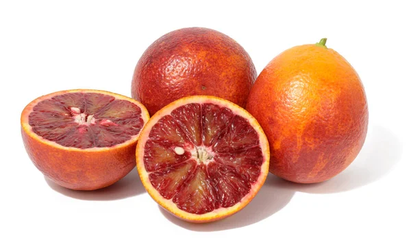 Whole Half Red Orange White Isolated Background Delicious Citrus — Stock Photo, Image