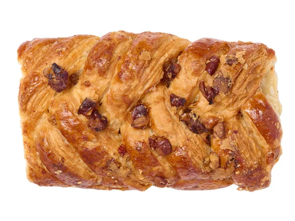 Rectangular Pastry Made Puff Pastry Maple Syrup Pecan Nuts White — Stock Photo, Image
