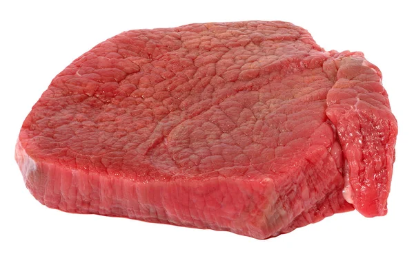 Zole Edilmiş Beyaz Arka Planda Yuvarlak Çiğ Biftek — Stok fotoğraf