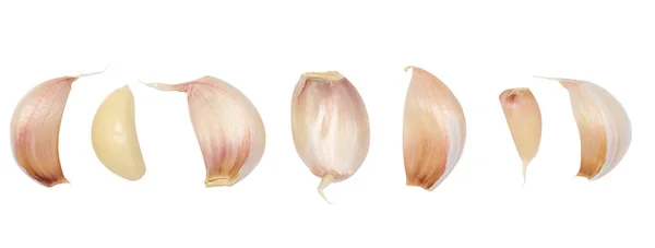 Peeled Unpeeled Garlic White Isolated Background — Stock Photo, Image