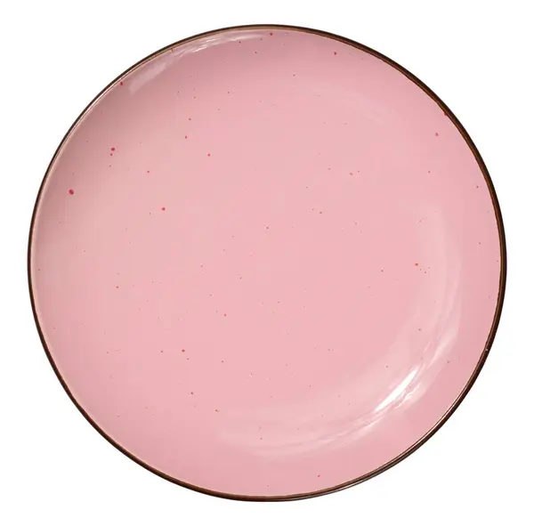 白い隔離された背景に空のピンクのセラミックプレート トップビュー — ストック写真