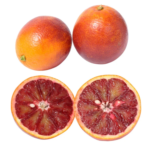 Ripe Red Oranges White Isolated Background — Stock Photo, Image