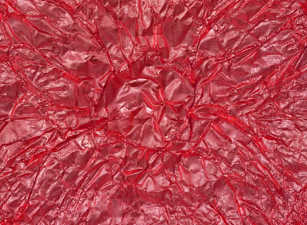 Смятый Лист Красной Фольги Полная Рамка — стоковое фото