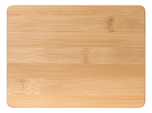Prázdná Obdélníková Dřevěná Kuchyňská Řezací Deska Bílé Pozadí Horní Pohled — Stock fotografie