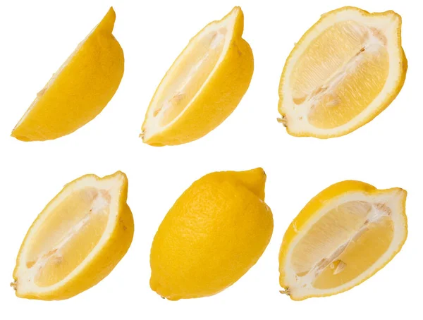 Varie Fette Limone Uno Sfondo Bianco Isolato — Foto Stock