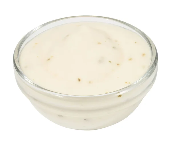 Witte Saus Basis Van Mayonaise Met Gedroogde Kruiden Een Witte — Stockfoto