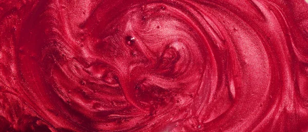 Échantillon Gel Paillettes Rouges Avec Petites Particules Texture Des Cosmétiques — Photo