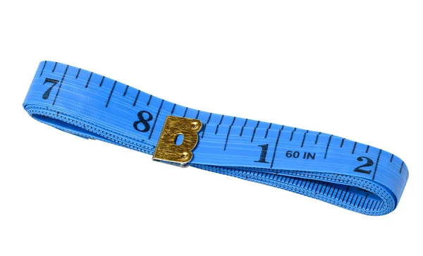 Blauer Zentimeter Auf Weißem Isoliertem Hintergrund Messgerät — Stockfoto