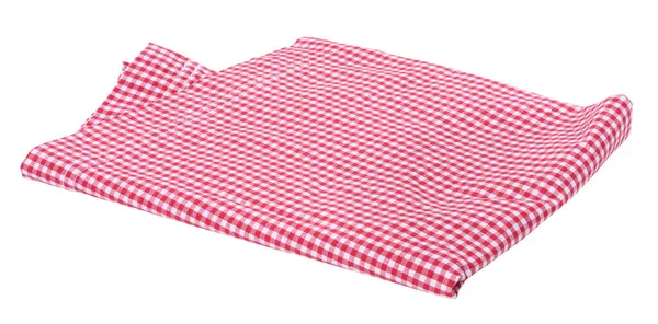 Folded Cotton Red White Kitchen Tablecloth White Isolated Background — Stock Photo, Image