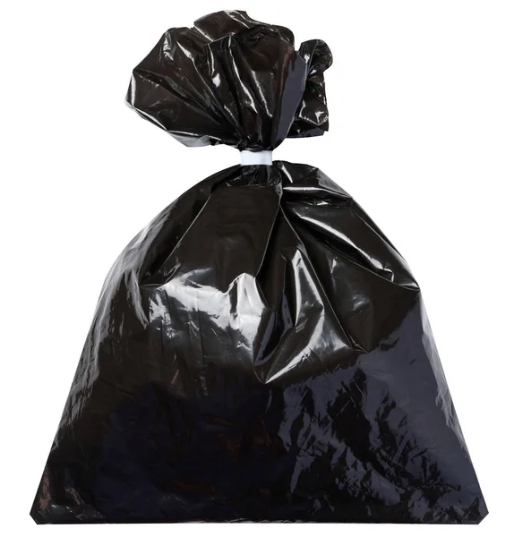 Full Black Plastic Bag White Isolated Background — Stock Photo, Image