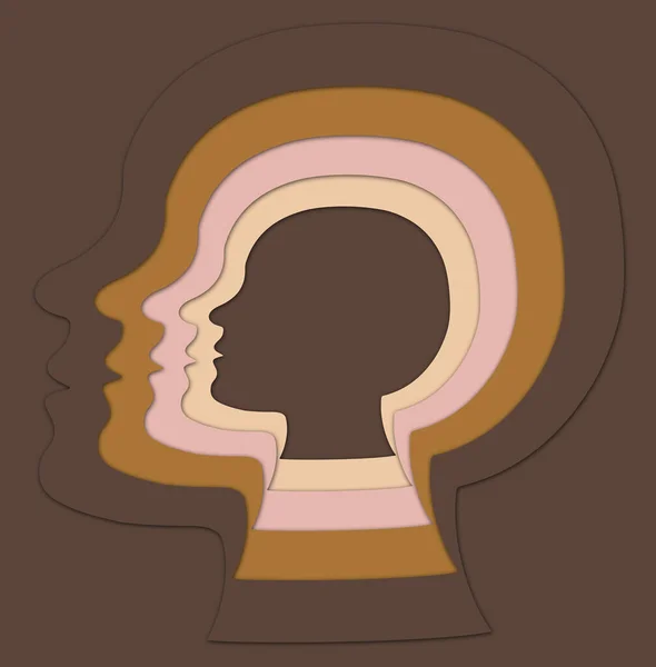 Head Silhouettes Multicultural Group — Stock Photo, Image