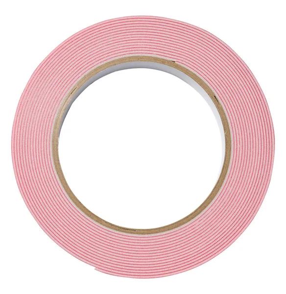 Roll Red Double Sided Tape White Isolated Background Repair Defect — Stock Photo, Image