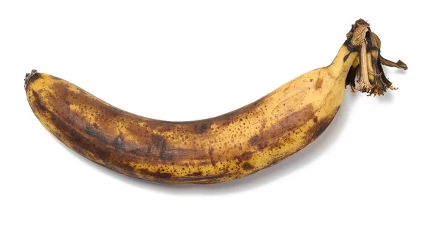 Övermogen Gul Banan Isolerad Vit Bakgrund Ovanifrån — Stockfoto