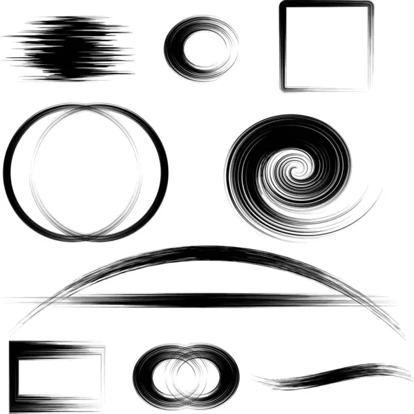 Various Black Shapes Lines White Isolated Background — Stock Photo, Image