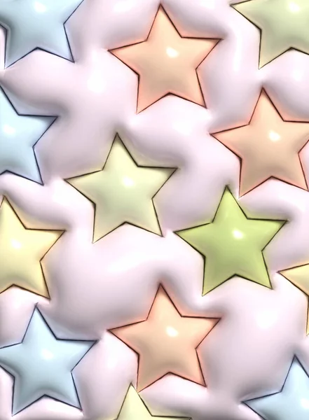 Αφηρημένο Ροζ Φόντο Αστέρια Φουσκωμένα Σχήματα Απεικόνιση Απόδοση — Φωτογραφία Αρχείου